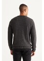 AC&Co / Altınyıldız Classics Men's Anthracite-Melange Standard Fit Regular Fit Crew Neck Patterned Knitwear Sweater