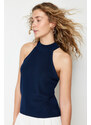 Trendyol Navy Blue Barbell Neck Basic Knitwear Blouse