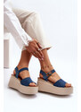 Kesi Dámské modré džínové sandály na klínku značky Geferia