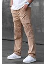 Madmext Men's Camel Cargo Pocket Baggy Trousers 6811
