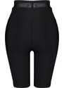 Trendyol Black Compression Waist Tulle Detail Knitted Sports Biker/Cycling Leggings