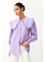 Trendyol Lilac Baby Collar Cotton Woven Shirt