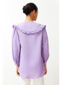 Trendyol Lilac Baby Collar Cotton Woven Shirt