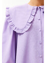 Trendyol Lilac Baby Collar Cotton Woven Shirt