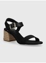 Sandály Tommy Hilfiger BLOCK MID HEEL SANDAL černá barva, FW0FW08075