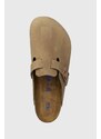 Nubukové pantofle Birkenstock Boston SFB béžová barva, 1018147