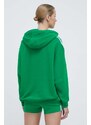 Mikina adidas Originals 3-Stripes Hoodie OS dámská, zelená barva, s kapucí, s aplikací, IN8398