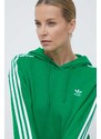 Mikina adidas Originals 3-Stripes Hoodie OS dámská, zelená barva, s kapucí, s aplikací, IN8398