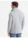 Ombre Men's casual sweatshirt with button-down collar - grey melange