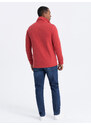 Ombre Clothing Pánská volnočasová mikina s límcem na knoflíky - červená melanž V3 OM-SSZP-0171