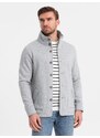 Ombre Men's casual sweatshirt with button-down collar - grey melange