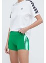 Kraťasy adidas Originals dámské, zelená barva, s aplikací, high waist