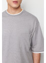 Trendyol Gray Oversize Pocket Piece Detailed 100% Cotton T-Shirt
