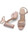 Marjin Women's Platform Heels Evening Dress Shoes Thick Heel Hider Gold