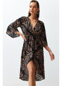 Trendyol Ethnic Patterned Midi Woven Flounce Beach Dress