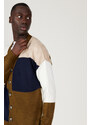 AC&Co / Altınyıldız Classics Men's Khaki-ecru Standard Fit Regular Cut V-Neck Soft Textured Knitwear Cardigan