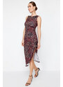 Trendyol Multi-Colored Fitted/Fitted Animal Print Flexible Knitted Maxi Dress