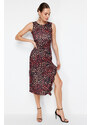 Trendyol Multi-Colored Fitted/Fitted Animal Print Flexible Knitted Maxi Dress