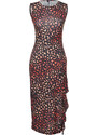 Trendyol Multi-Colored Fitted/Fitted Animal Print Flexible Knitted Maxi Dress