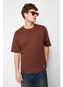 Trendyol Brown Oversize Stitch Detail T-Shirt