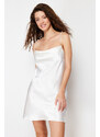 Trendyol Bridal White Removable and Adjustable Pearl Strap Detail Satin Woven Nightgown