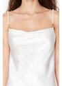 Trendyol Bridal White Removable and Adjustable Pearl Strap Detail Satin Woven Nightgown