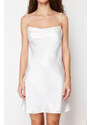 Trendyol Bridal White Removable and Adjustable Pearl Strap Detail Satin Woven Nightgown