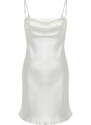 Trendyol Bridal White Removable and Adjustable Pearl Strap Detail Satin Woven Nightgown