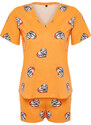 Trendyol Orange 100% Cotton Heart Knitted Pajamas Set