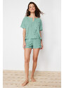 Trendyol Mint Ribbed Knitted Pajamas Set