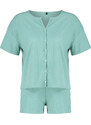 Trendyol Mint Ribbed Knitted Pajamas Set