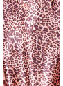 Trendyol Brown Leopard Patterned Lace Collar Satin Woven Nightgown