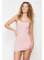 Trendyol Anthracite-Pink 2-Pack Ribbed Knitted Nightgown