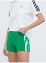 Kraťasy adidas Originals dámské, zelená barva, s aplikací, high waist