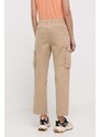 Bavlněné kalhoty Napapijri M-Faber béžová barva, jednoduché, high waist, NP0A4HOBN1E1