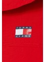 Bunda Tommy Jeans dámská, červená barva, přechodná