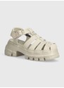 Kožené sandály Tommy Jeans TJW FISHERMAN SANDAL dámské, béžová barva, EN0EN02542