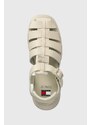 Kožené sandály Tommy Jeans TJW FISHERMAN SANDAL dámské, béžová barva, EN0EN02542