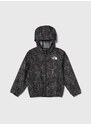 Dětská bunda The North Face NEVER STOP HOODED WINDWALL JACKET šedá barva