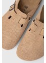 Semišové pantofle Birkenstock Boston pánské, béžová barva, 1026948