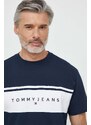 Bavlněné tričko Tommy Jeans tmavomodrá barva, s aplikací