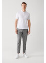 Avva Men's White Roll Up Collar Pocket Standard Fit Normal Cut 2 Buttons Polo Neck T-shirt