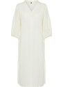 Trendyol Bridal Ecru Wide Fit Midi Woven Balloon Sleeve 100% Cotton Beach Dress