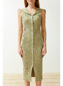 Trendyol Mint Midi Knitwear Carmen Collar Detailed Dress