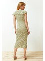 Trendyol Mint Midi Knitwear Carmen Collar Detailed Dress