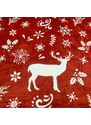 Vánoční mikroplyšová deka 200x230cm - červená s jelenem