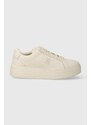 Kožené sneakers boty Tommy Hilfiger PLATFORM COURT SNEAKER NUBUCK béžová barva, FW0FW07912