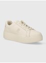 Kožené sneakers boty Tommy Hilfiger PLATFORM COURT SNEAKER NUBUCK béžová barva, FW0FW07912