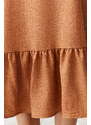 Trendyol Brown Crew Neck Midi Aerobin Woven Dress