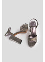 Marjin Women's Platform Heel Evening Dress Shoes Thick Heel Hider Platinum